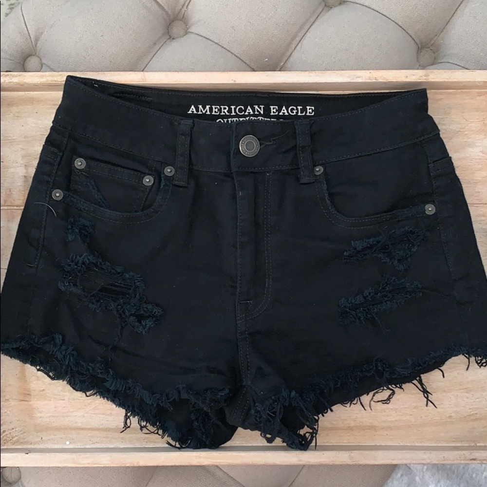 American Eagle black denim shorts